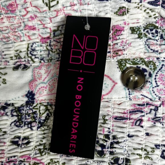 No Boundaries Peasant Top Womens Large New On Off Shoulder Floral - Picture 10 of 11